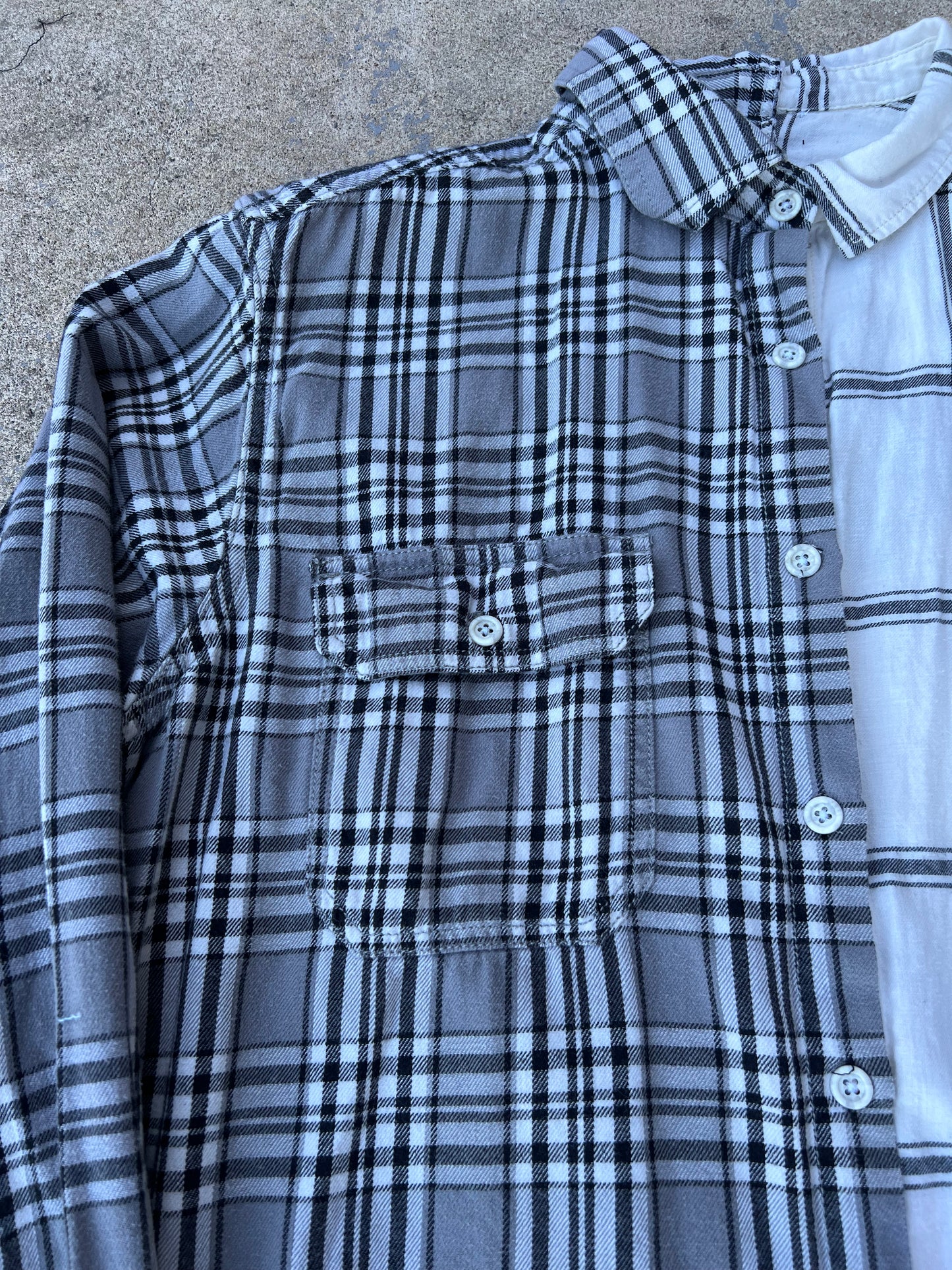 Grey/White Two Tone Half & Half Flannel