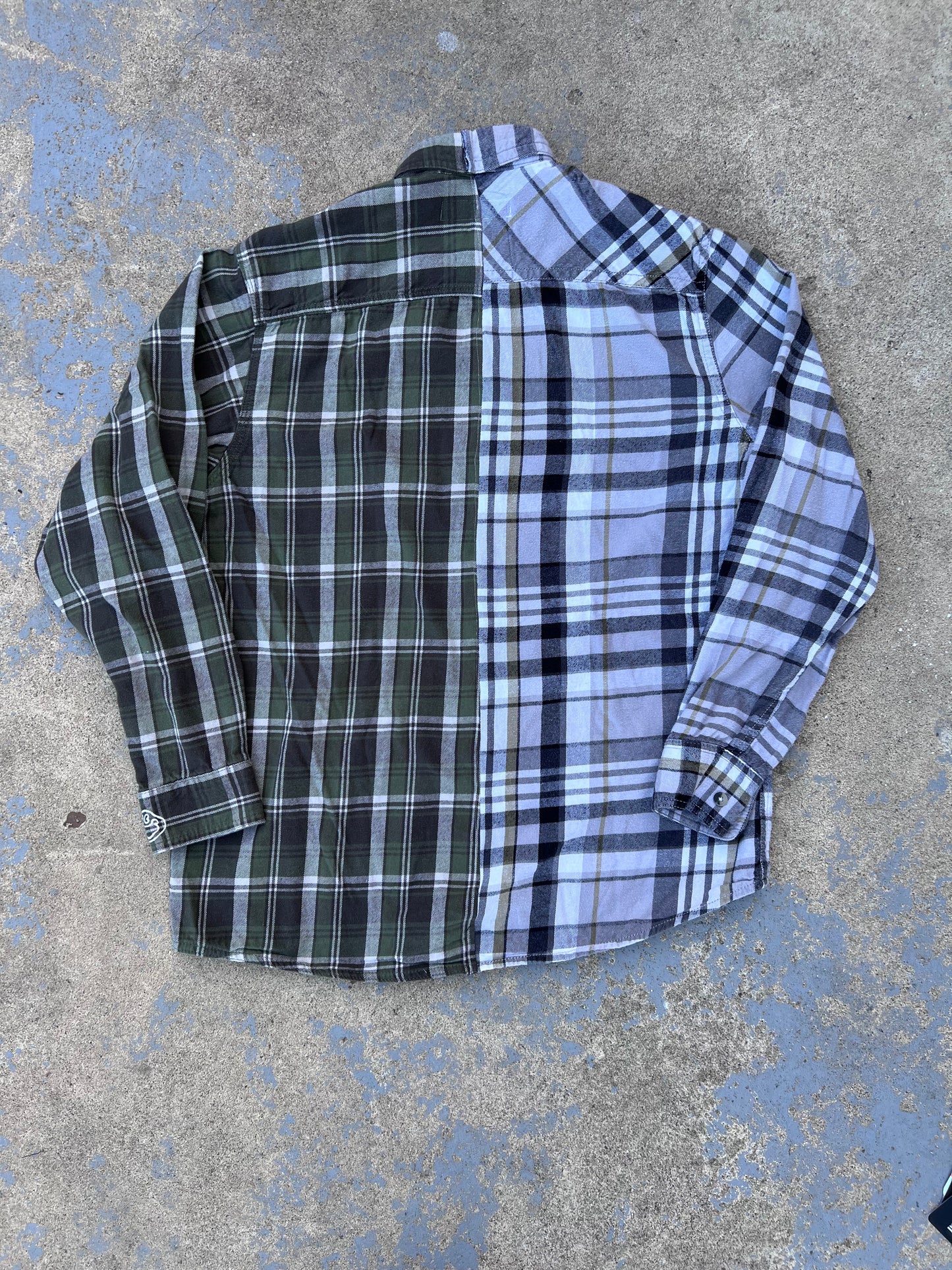 Two Tone Green Plaid Half & Half Flannel