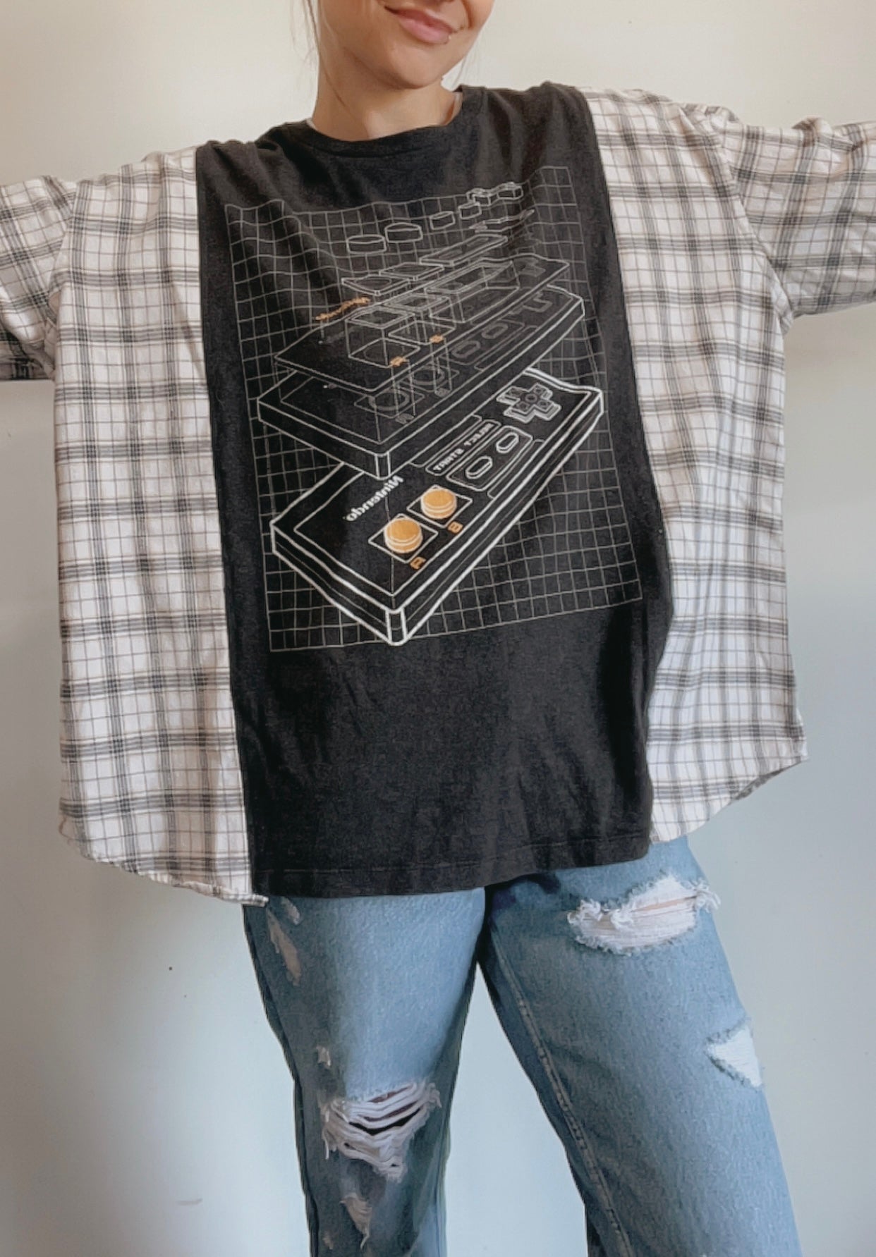 Nintendo Flannel Pullover Top