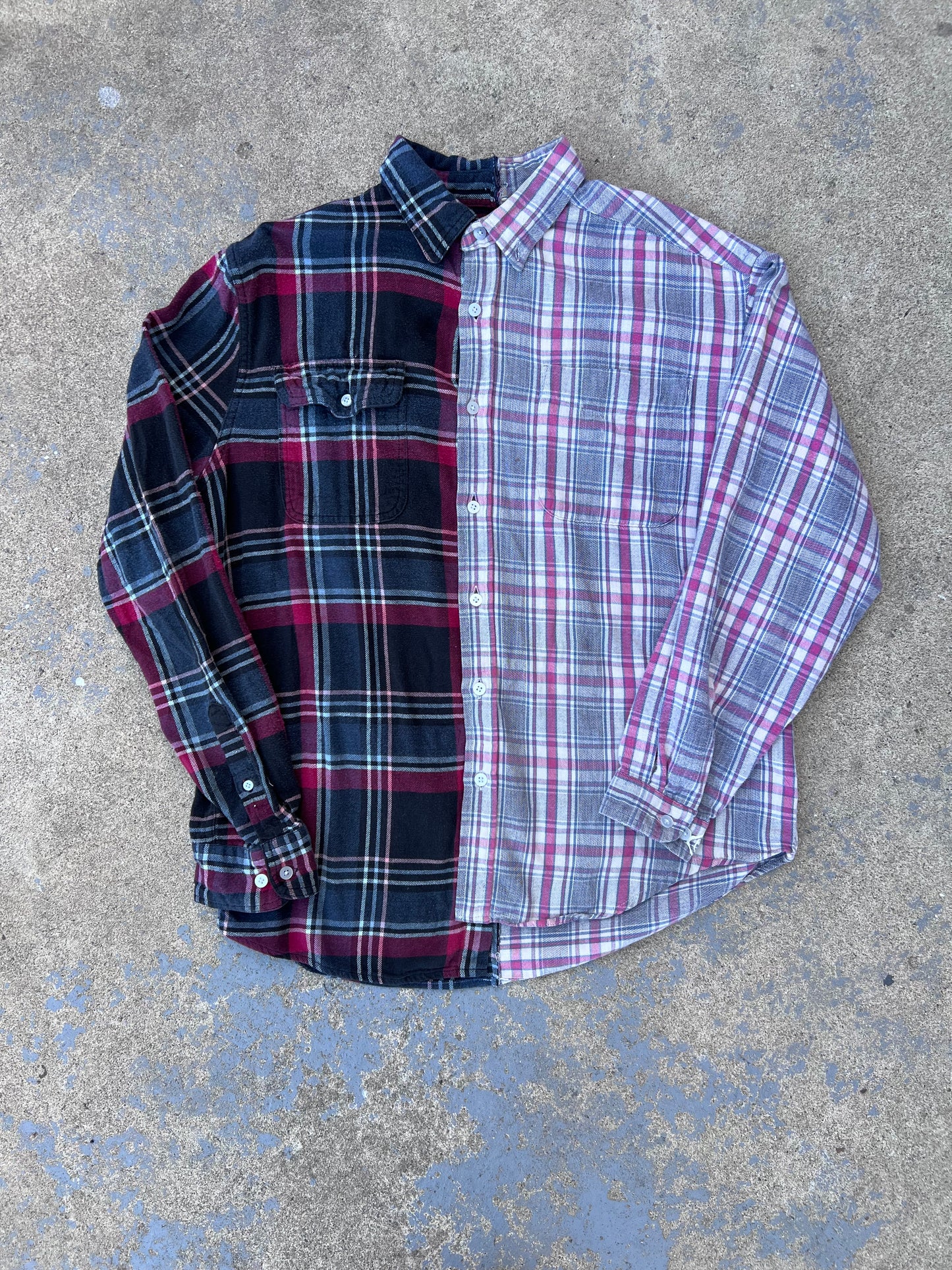 Two Tone Pink Plaid Half & Half Flannel