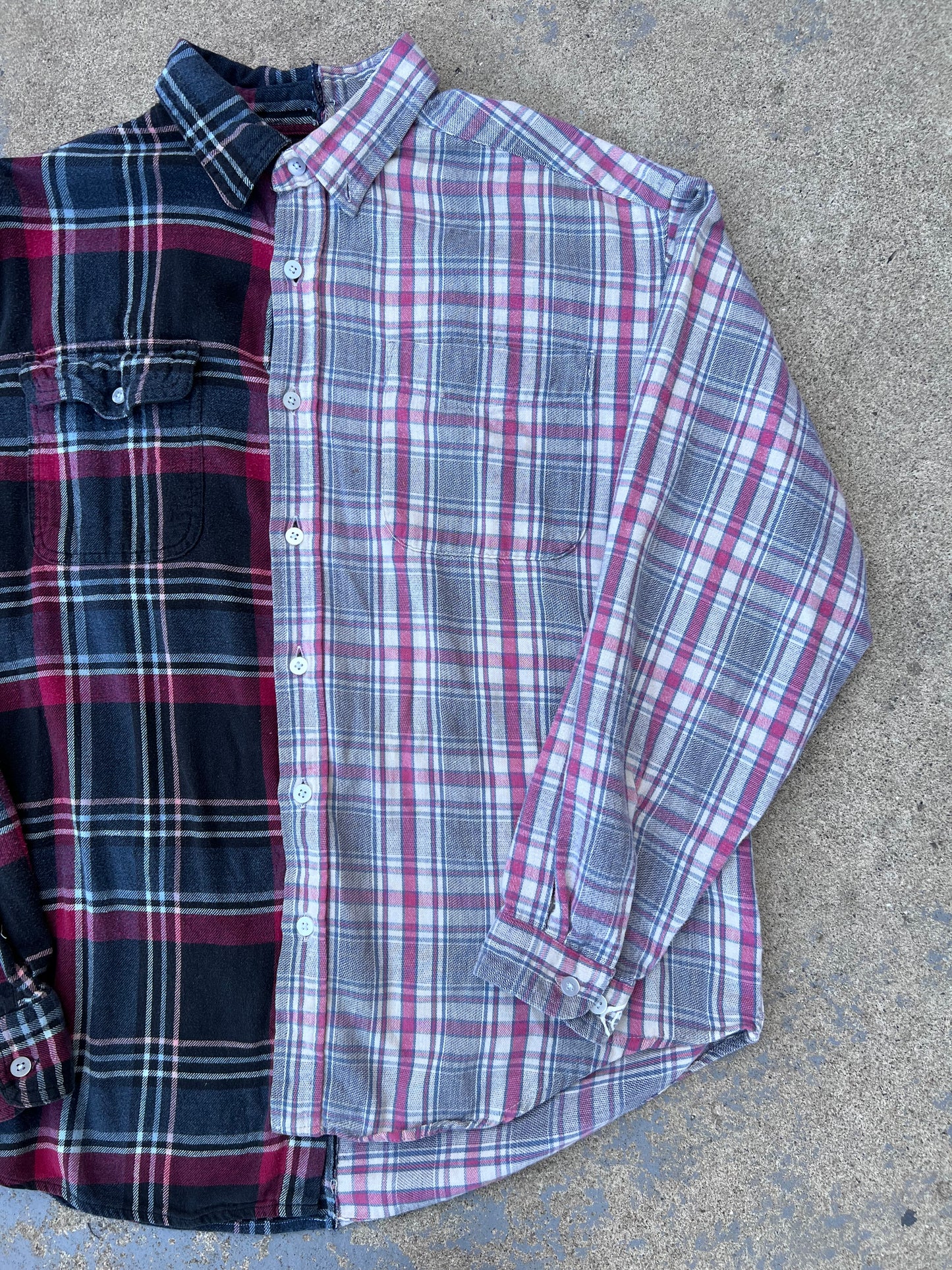 Two Tone Pink Plaid Half & Half Flannel