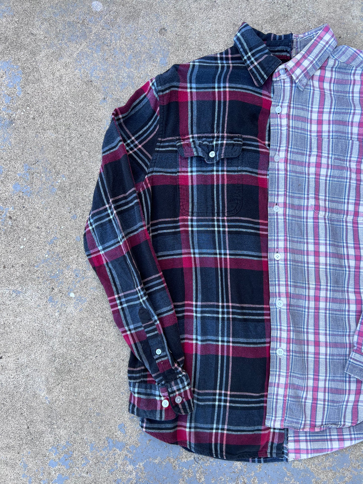 Two Tone Pink Plaid Half & Half Flannel