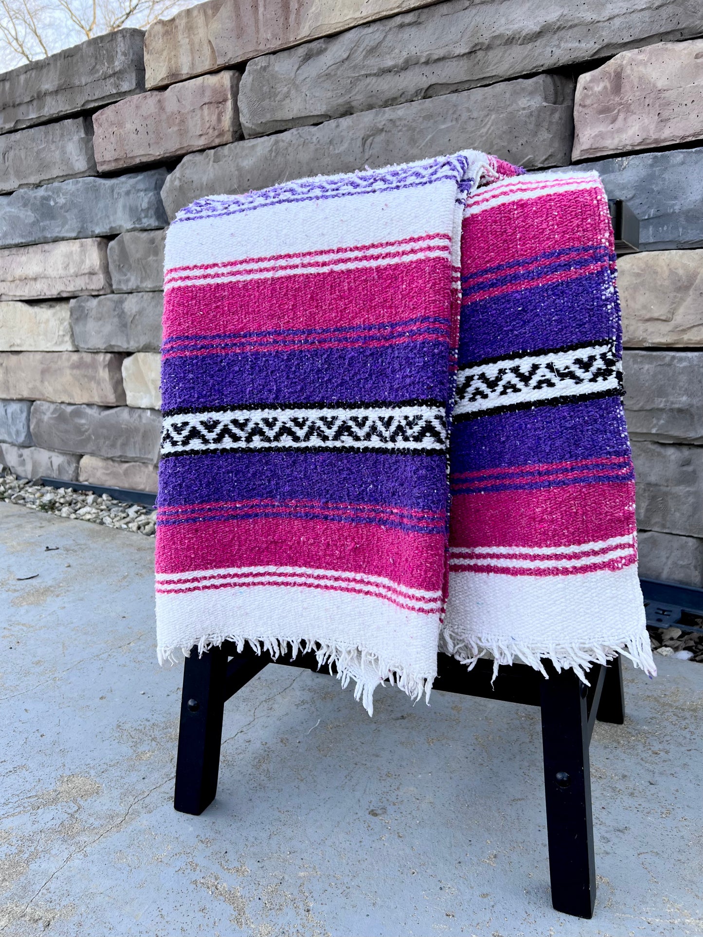 Vintage Aztec Style Fringe Throw Blanket