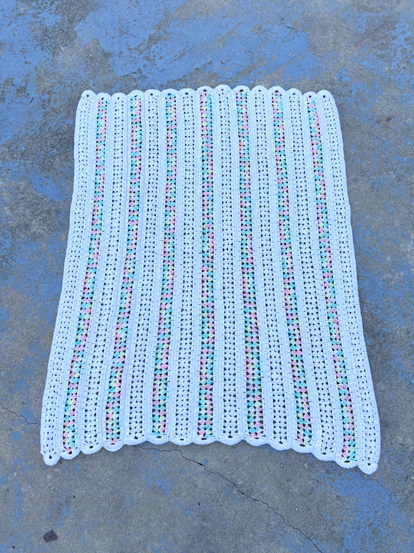 Vintage White + Rainbow Crochet [baby] Blanket