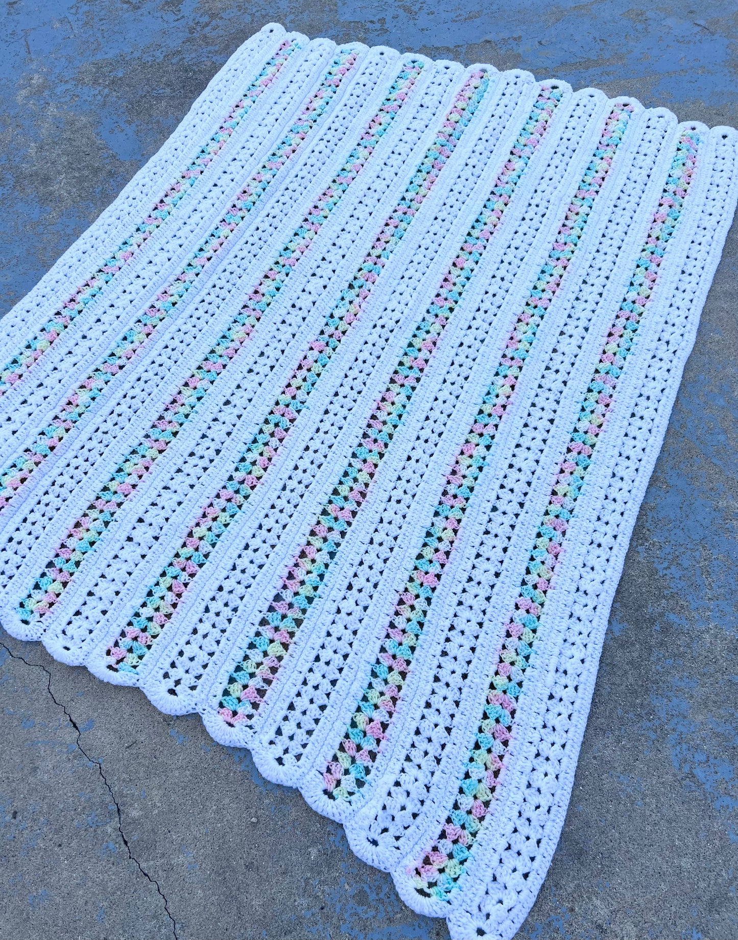 Vintage White + Rainbow Crochet [baby] Blanket