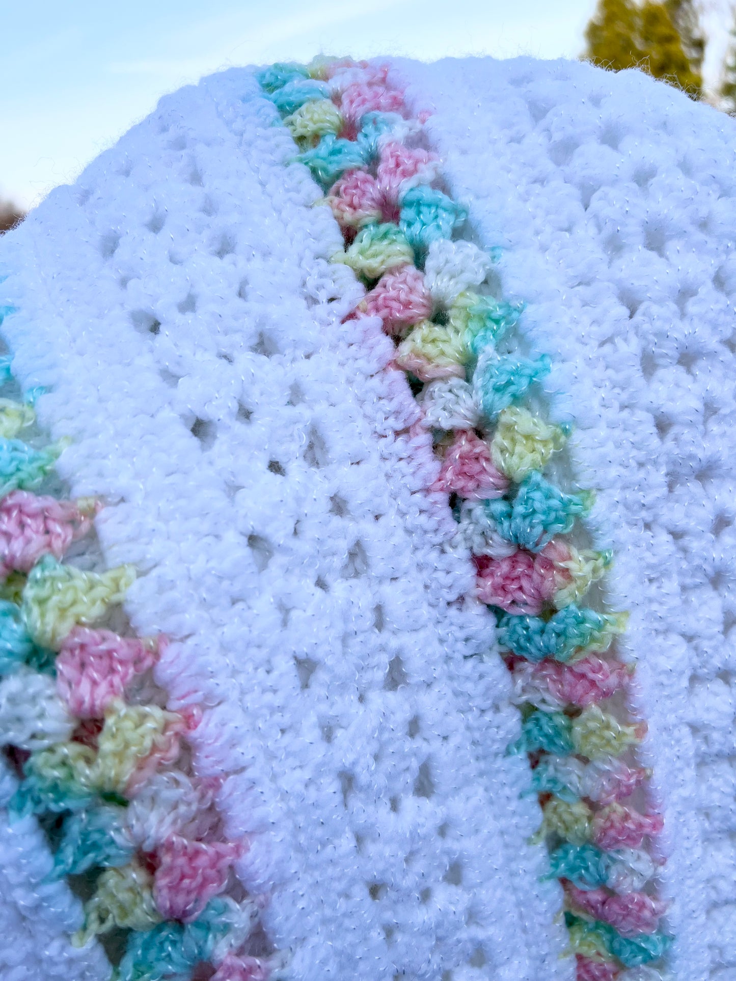 Vintage White + Rainbow Crochet [baby] Blanket