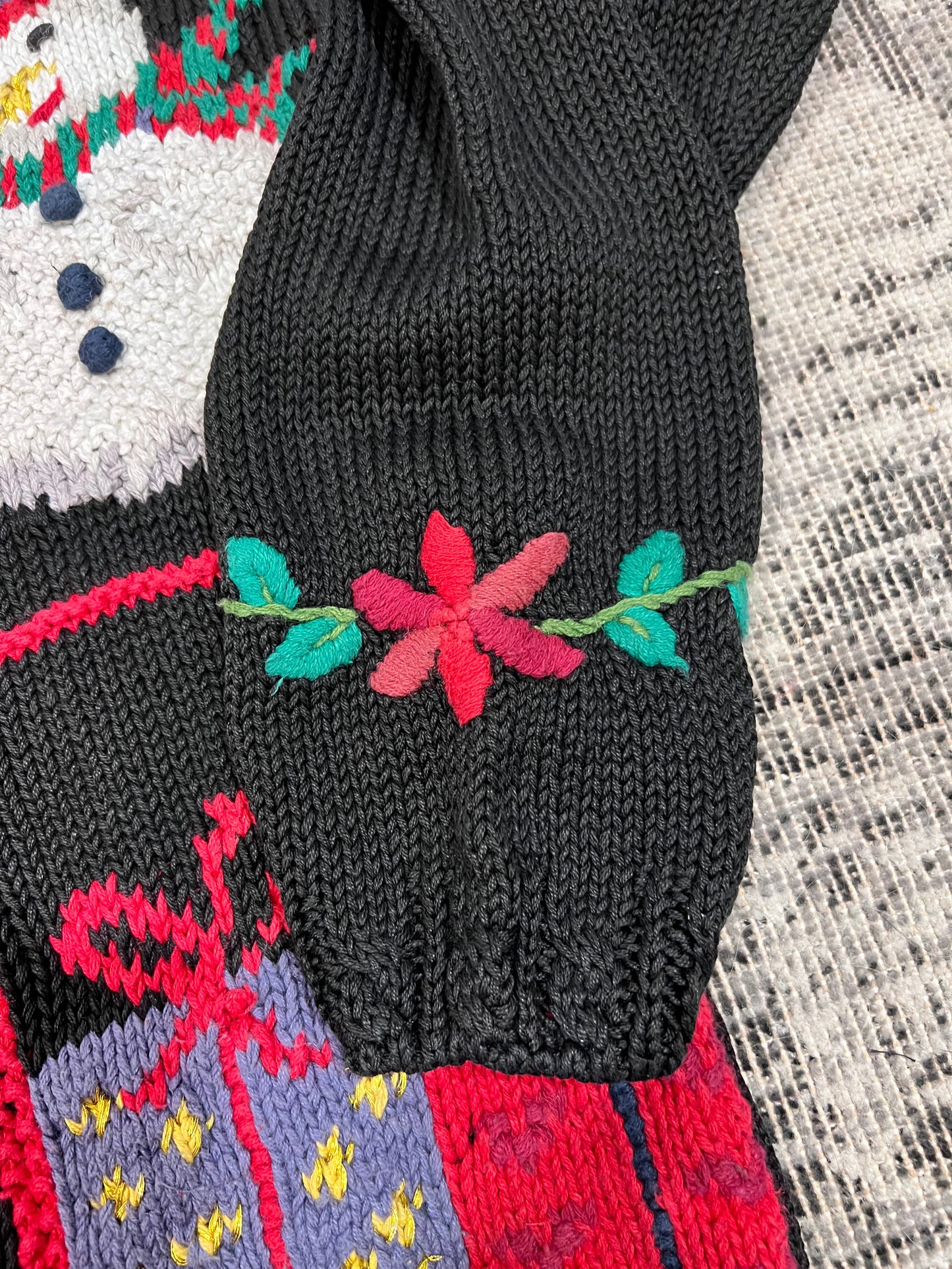 Vintage Holiday Themed Mock Neck Knit Sweater