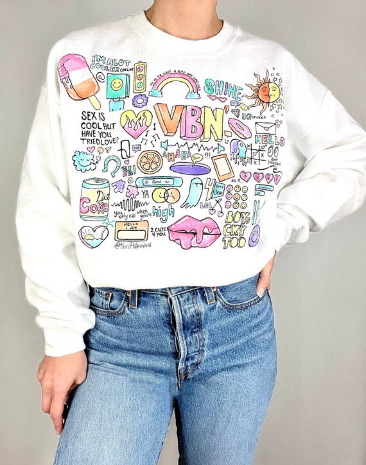 Hand Painted "Doodle" Crewneck