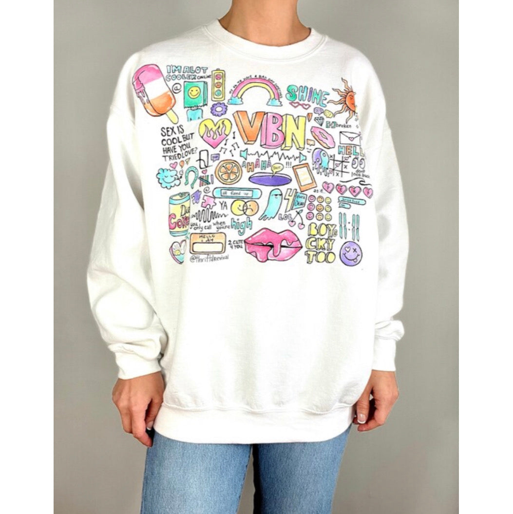 Hand Painted "Doodle" Crewneck