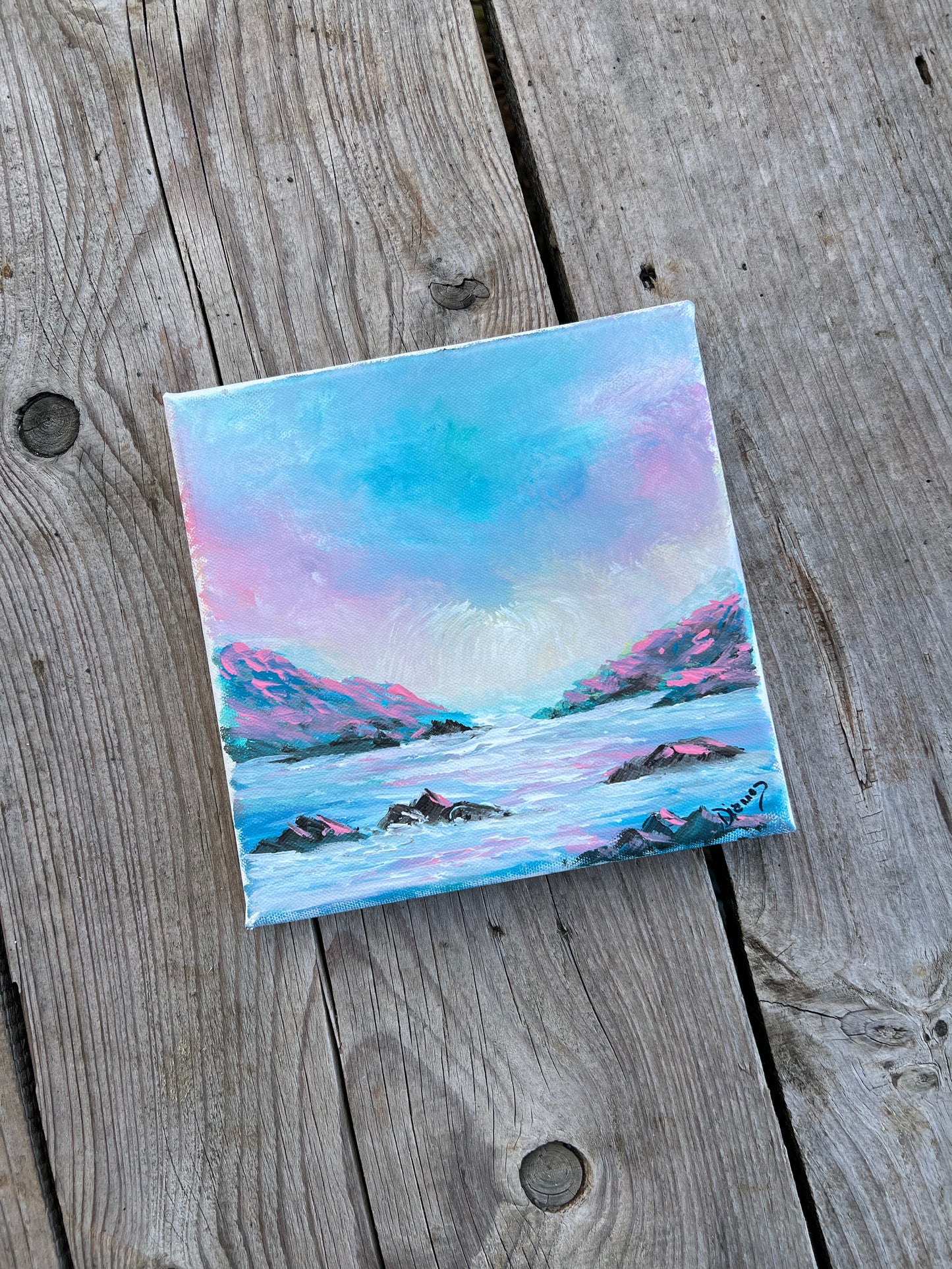 1:1 Hand Painted Mountain Scene