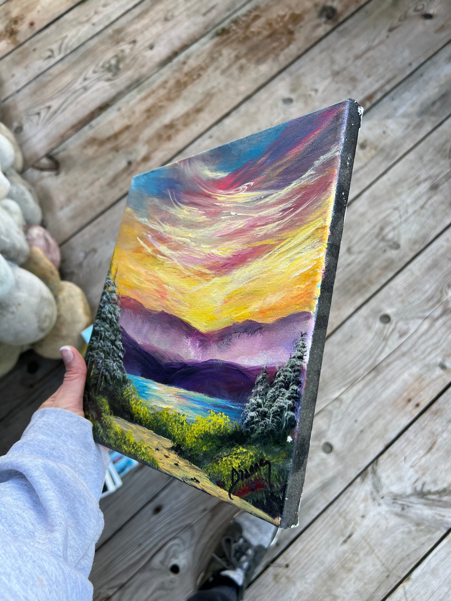 1:1 Hand Painted Mountain Scene