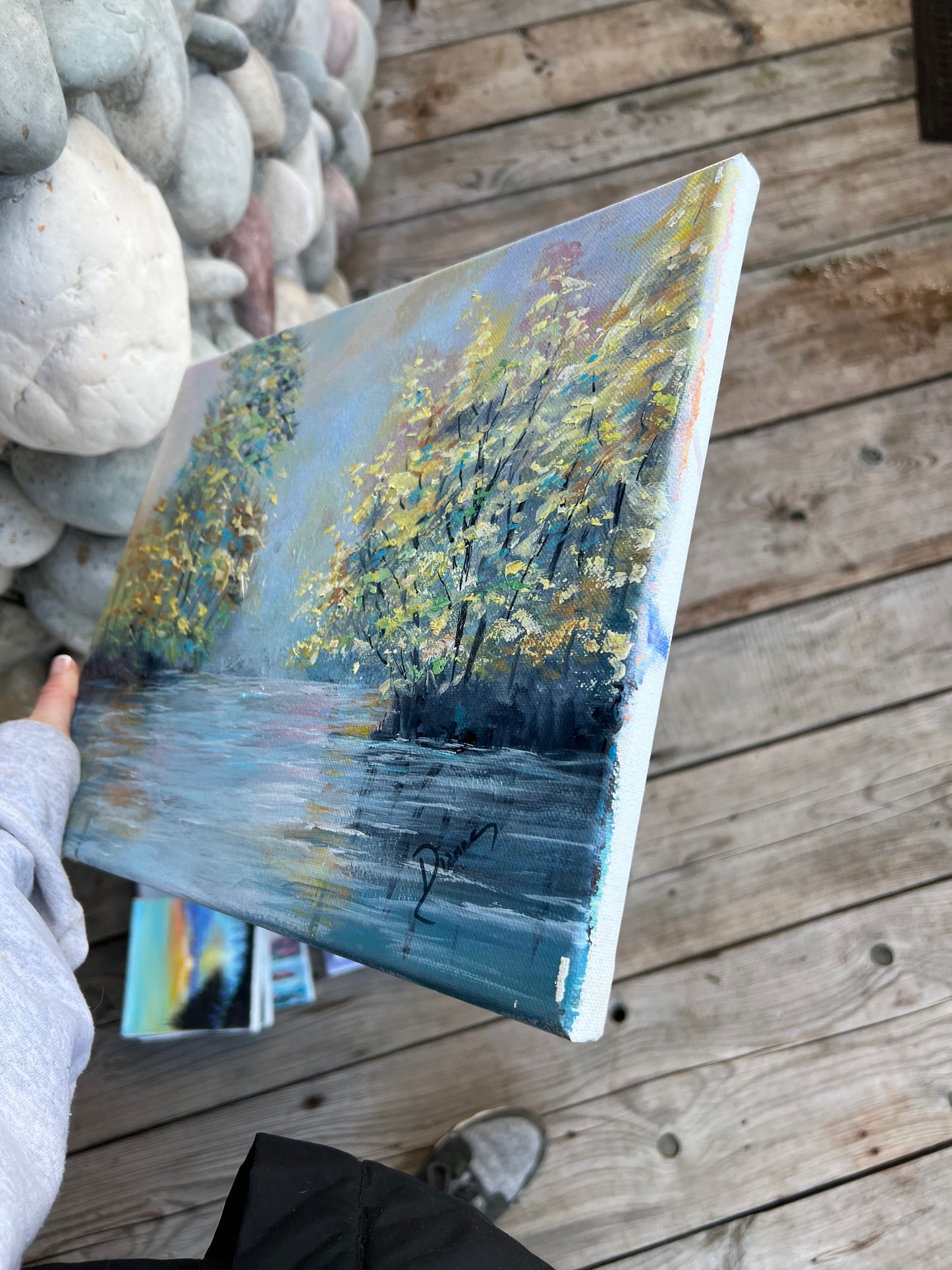 1:1 Hand Painted Lake Nature Scene