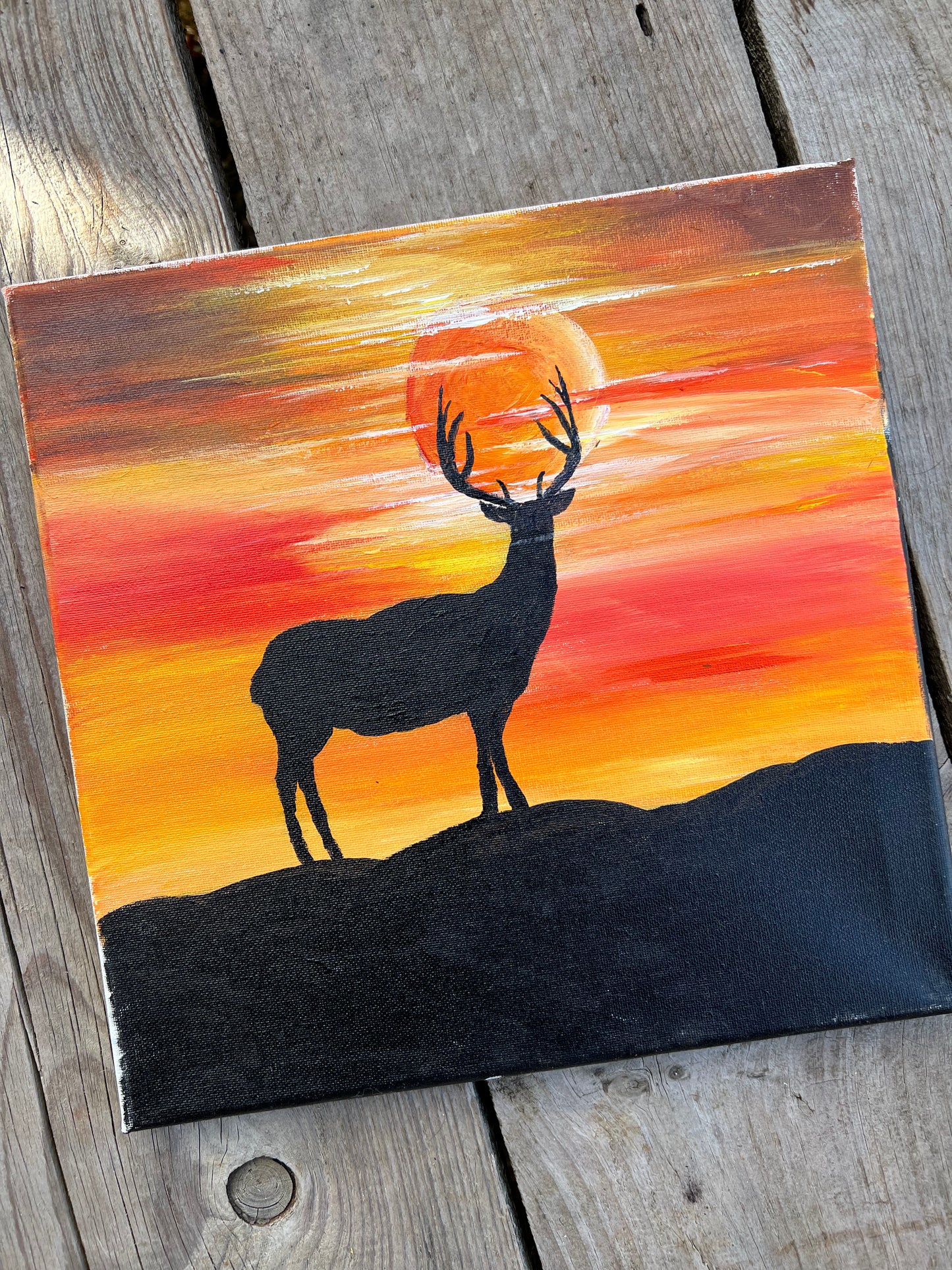 1:1 Hand Painted Deer + Nature Scene