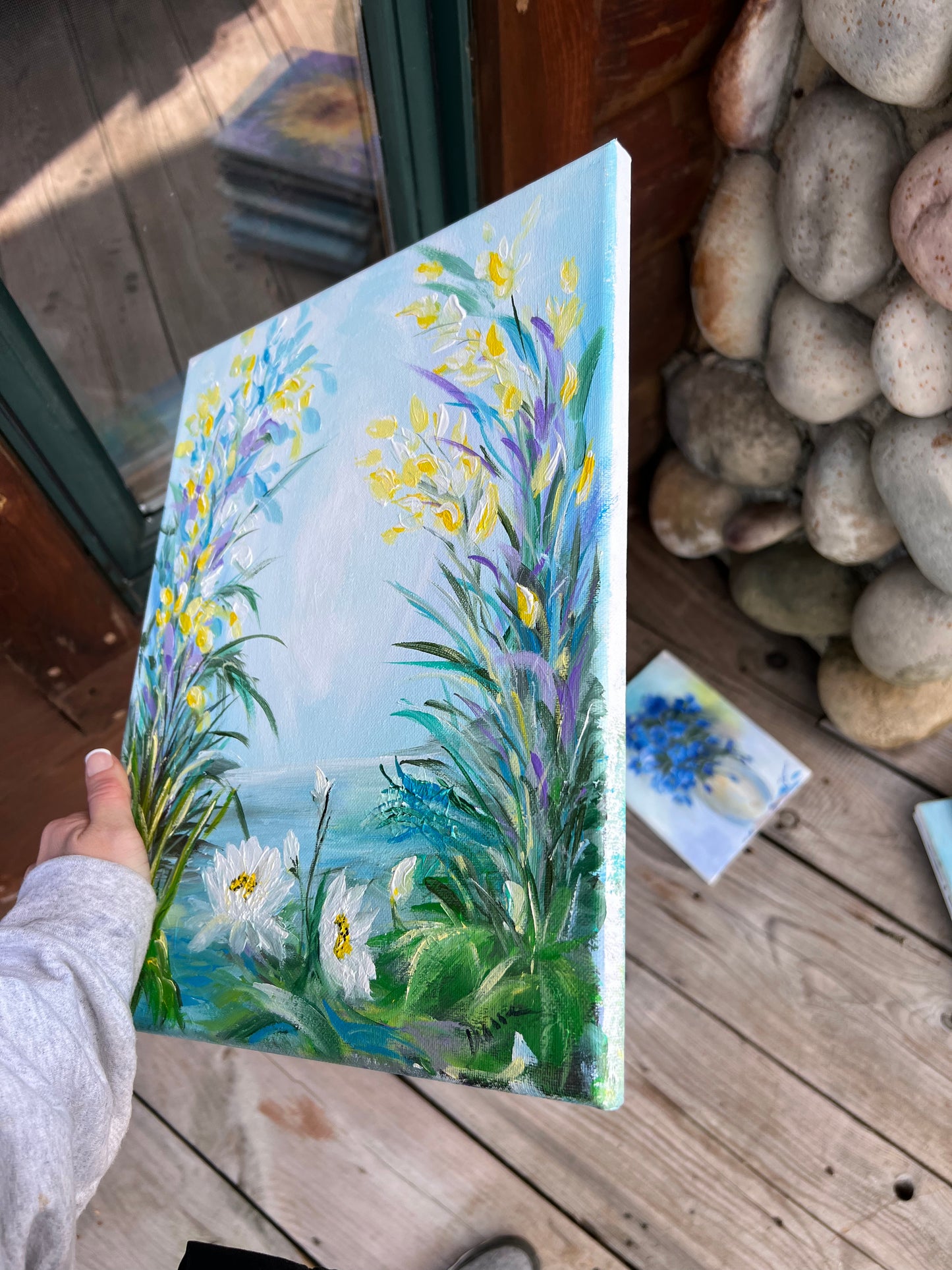 1:1 Hand Painted Water + Floral Scene