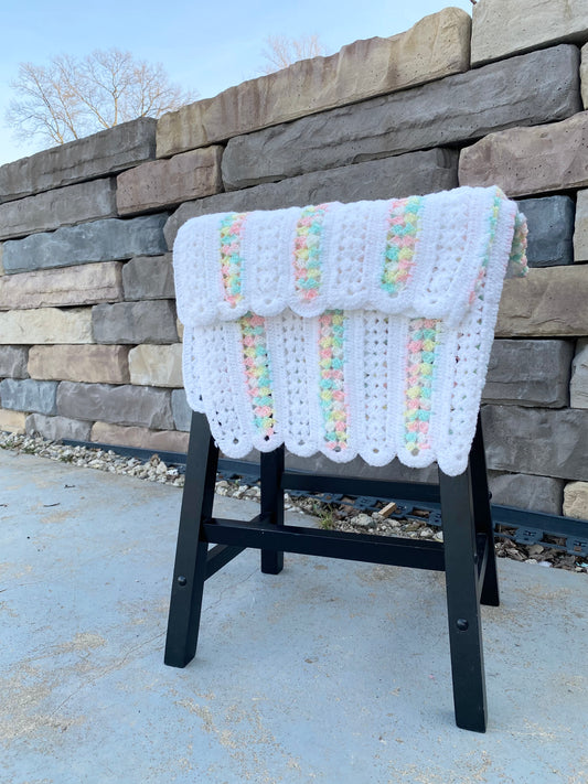 Vintage White + Rainbow Crochet [baby] Blanket