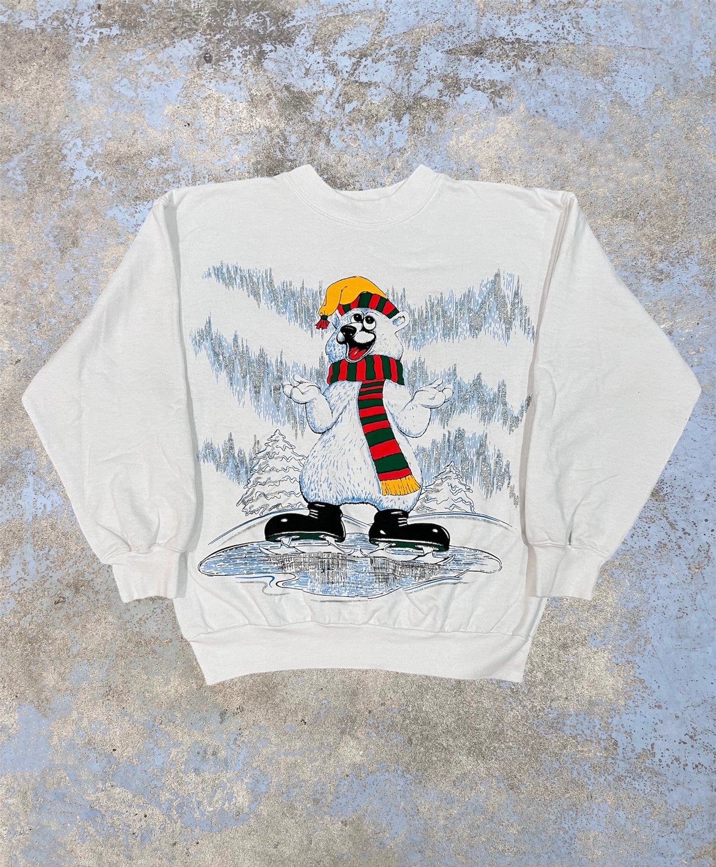 Vintage Ice Skating Polar Bear Crewneck