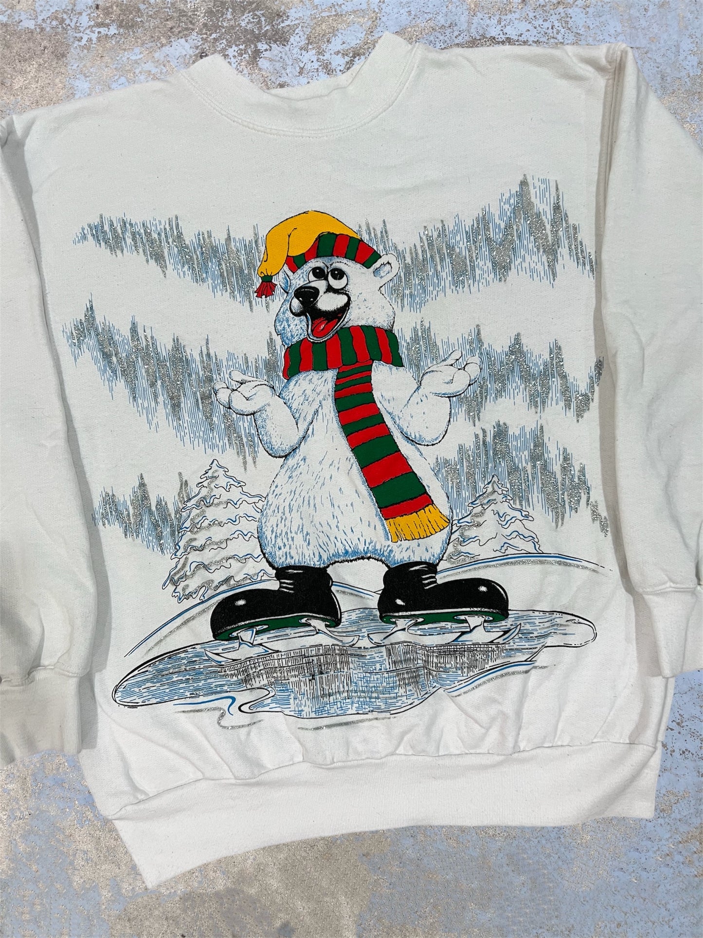 Vintage Ice Skating Polar Bear Crewneck