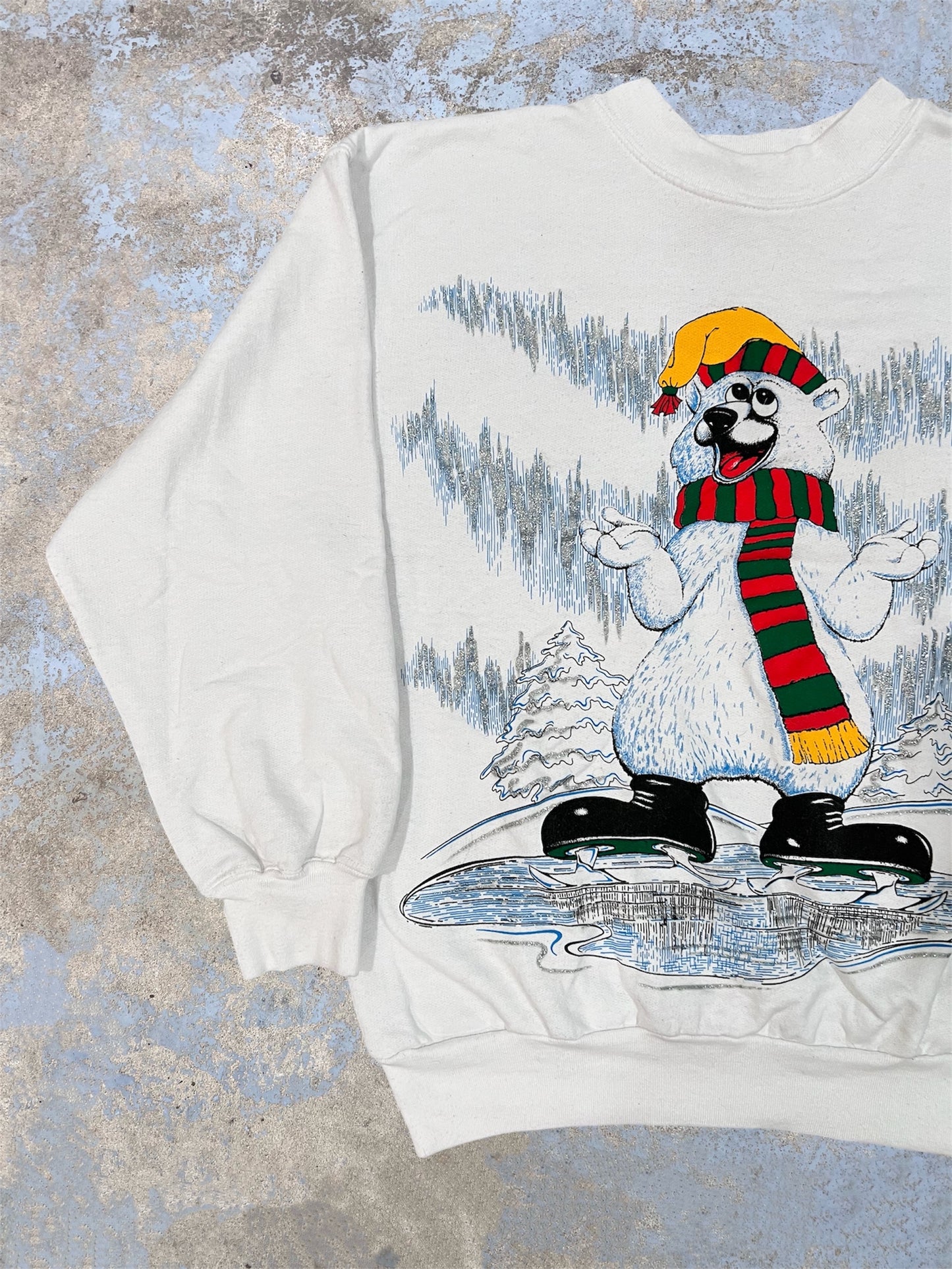 Vintage Ice Skating Polar Bear Crewneck