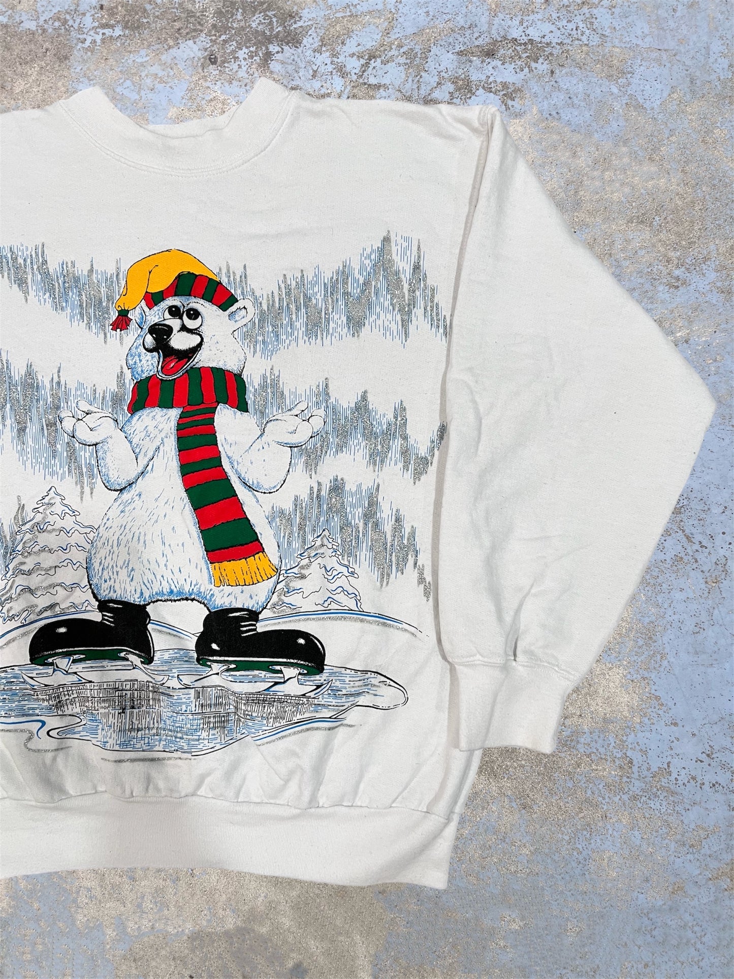 Vintage Ice Skating Polar Bear Crewneck