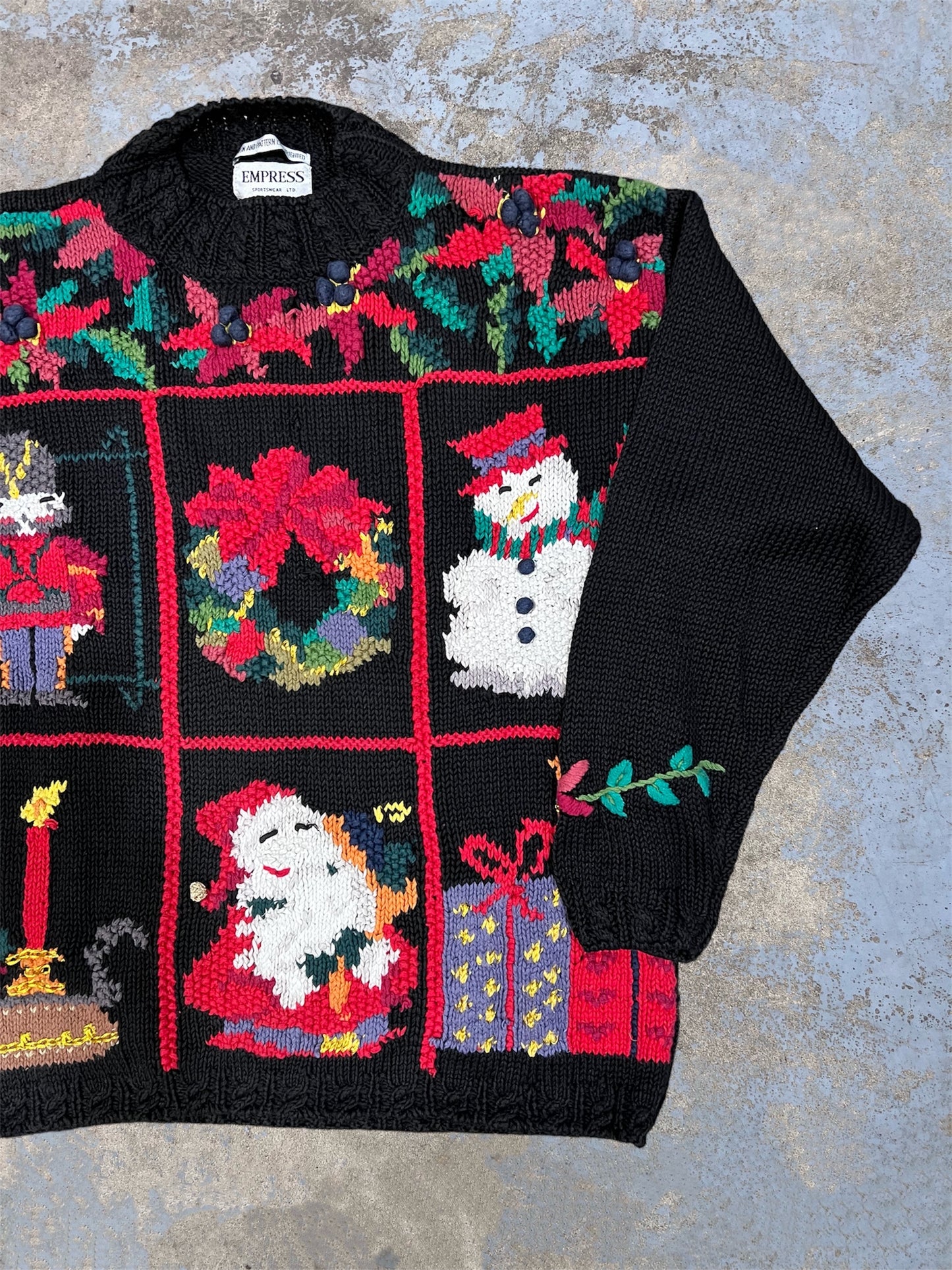 Vintage Holiday Themed Mock Neck Knit Sweater