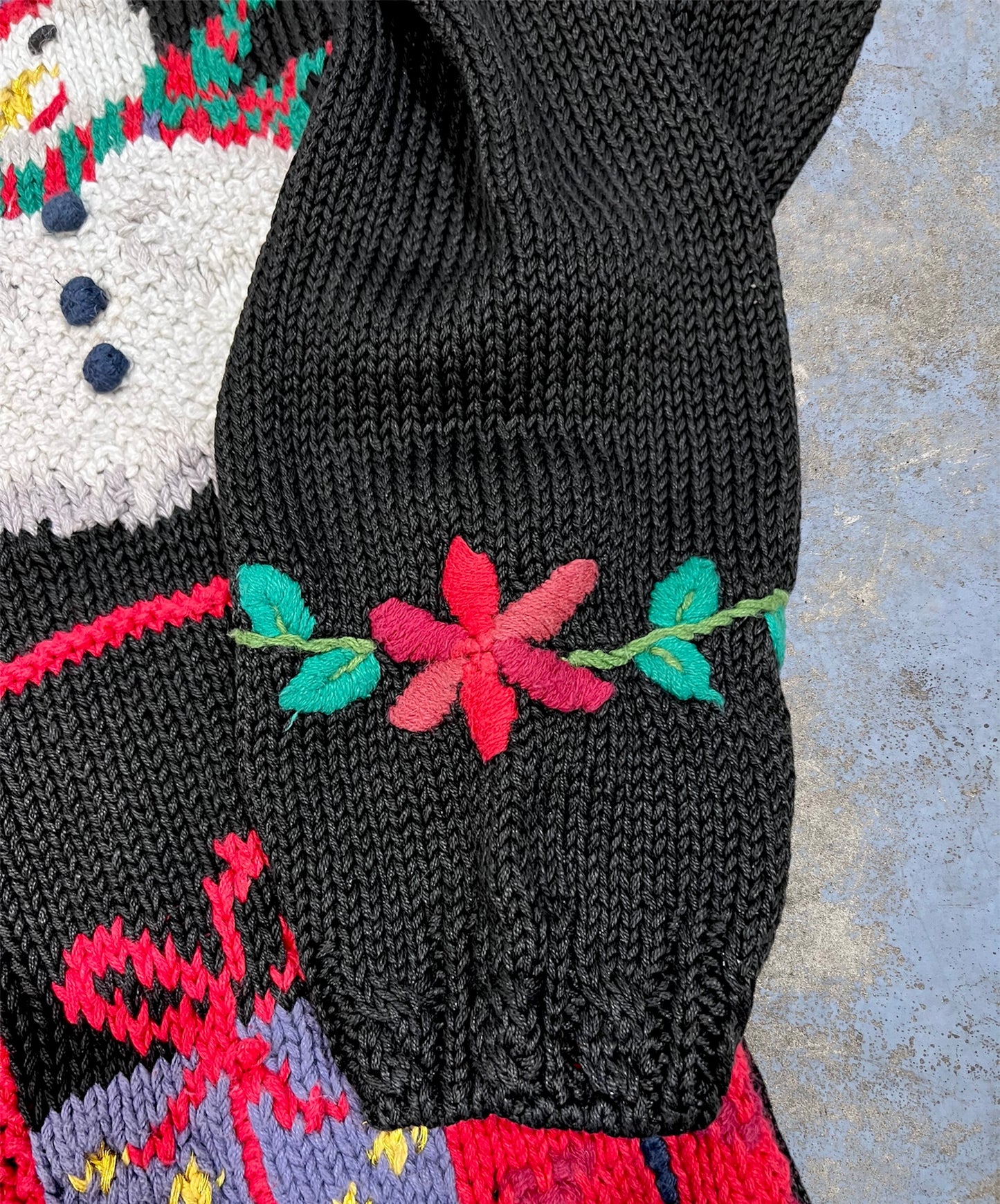 Vintage Holiday Themed Mock Neck Knit Sweater