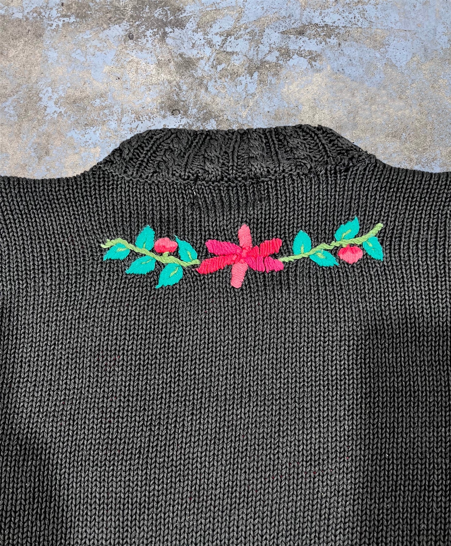 Vintage Holiday Themed Mock Neck Knit Sweater