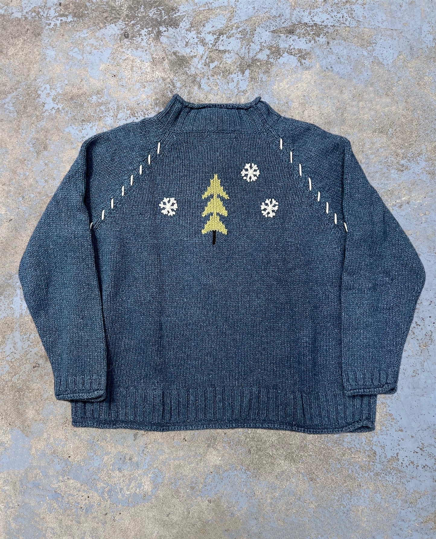 Vintage Quarter Zip Knit Snowman Sweater