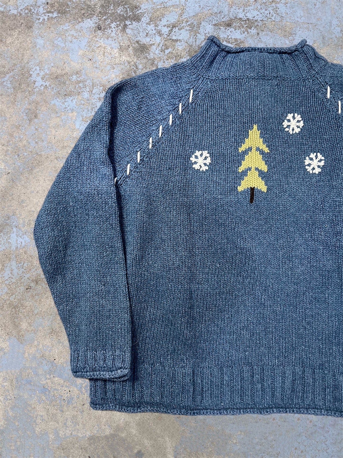 Vintage Quarter Zip Knit Snowman Sweater