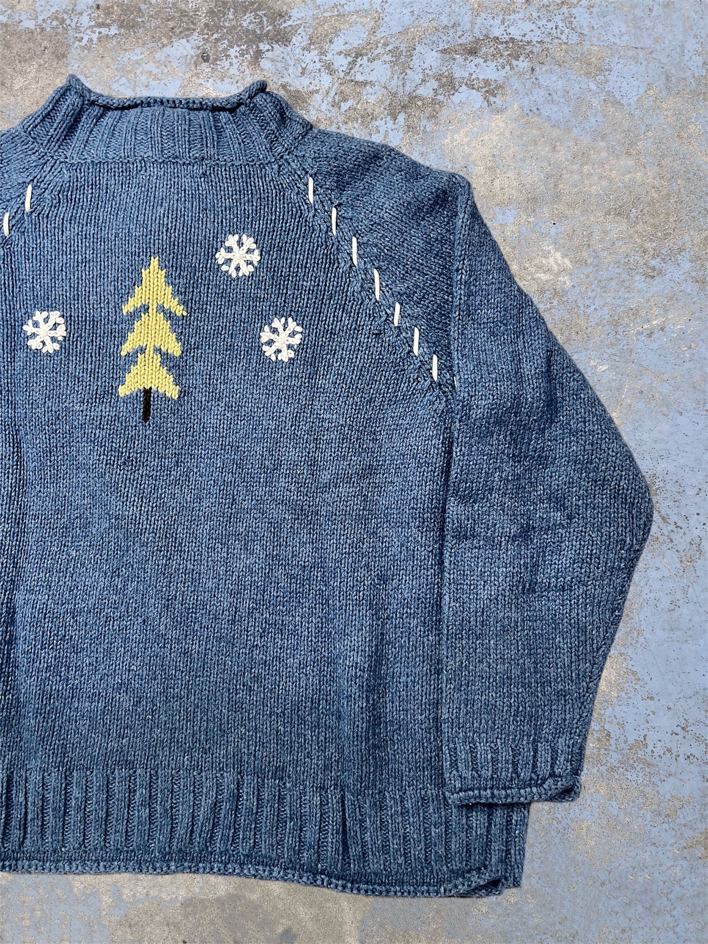 Vintage Quarter Zip Knit Snowman Sweater