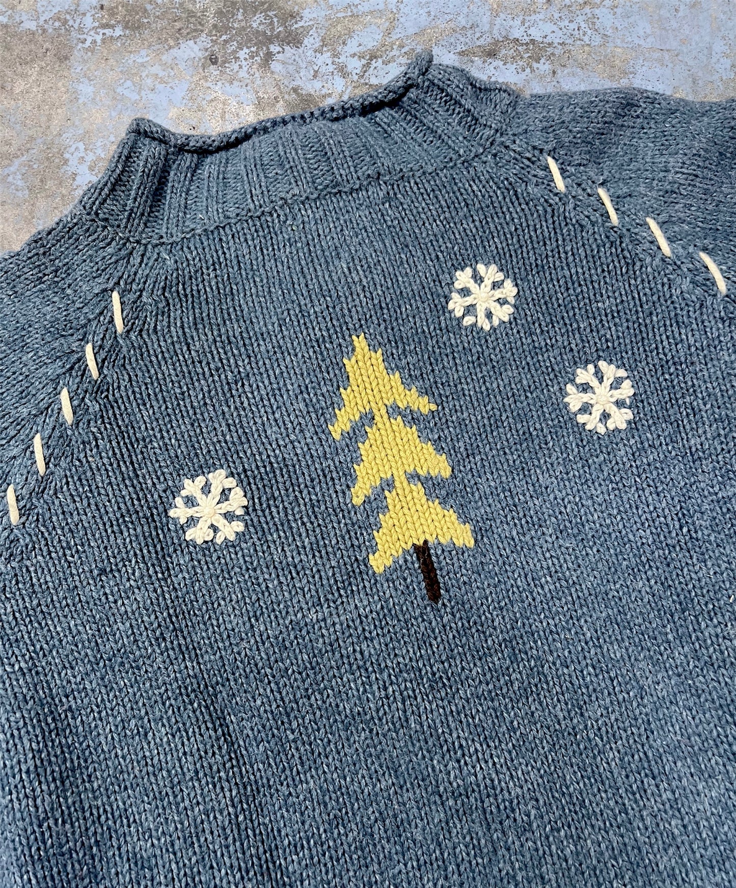 Vintage Quarter Zip Knit Snowman Sweater