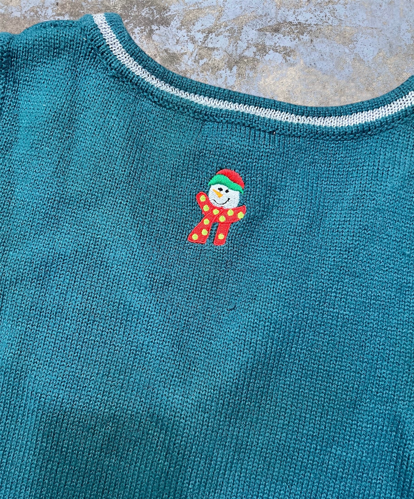 Vintage Embroidered Holiday Skiing Snowmen Themed Vest