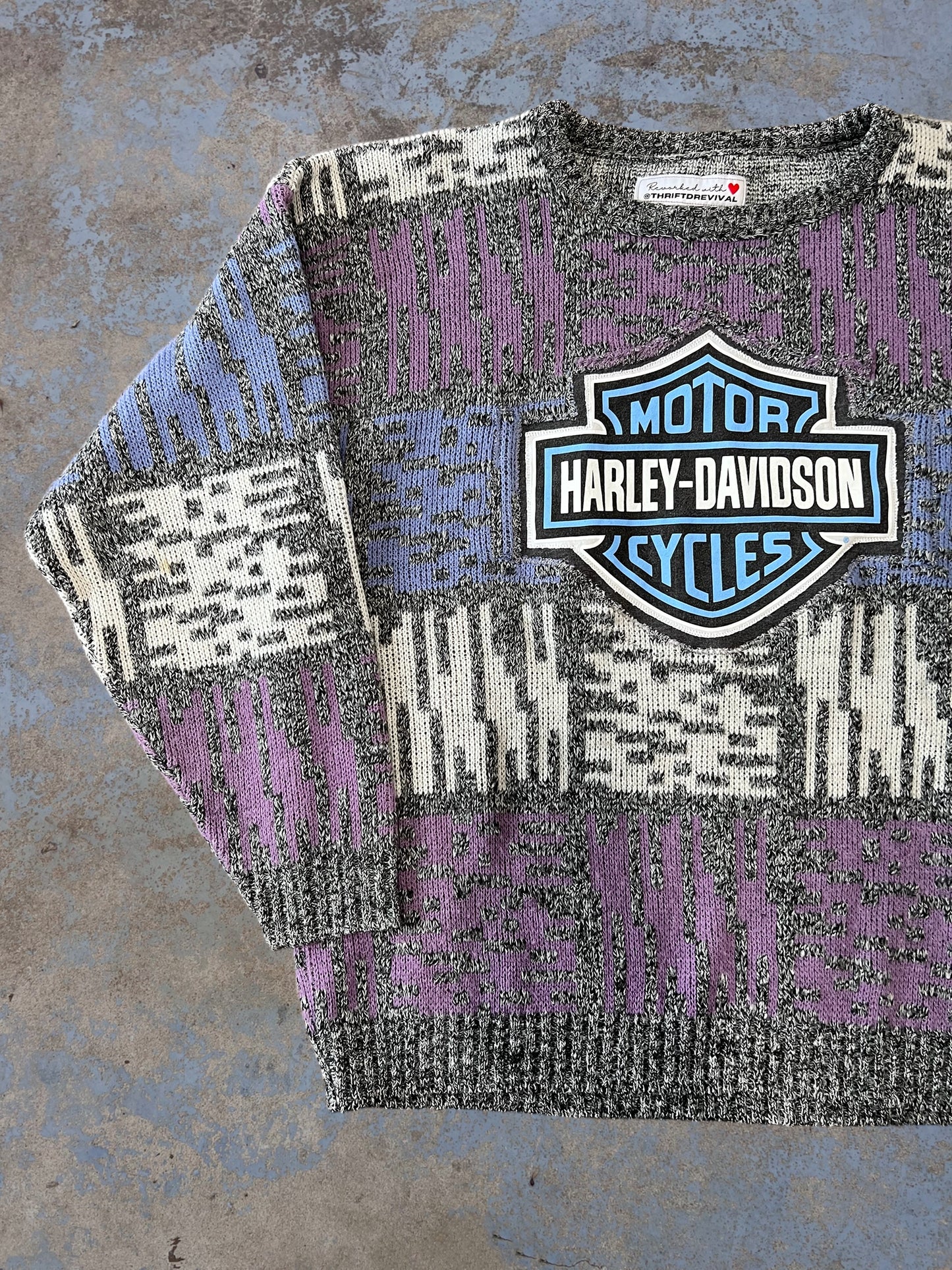 Reworked Harley Davidson Logo Vintage Sweater