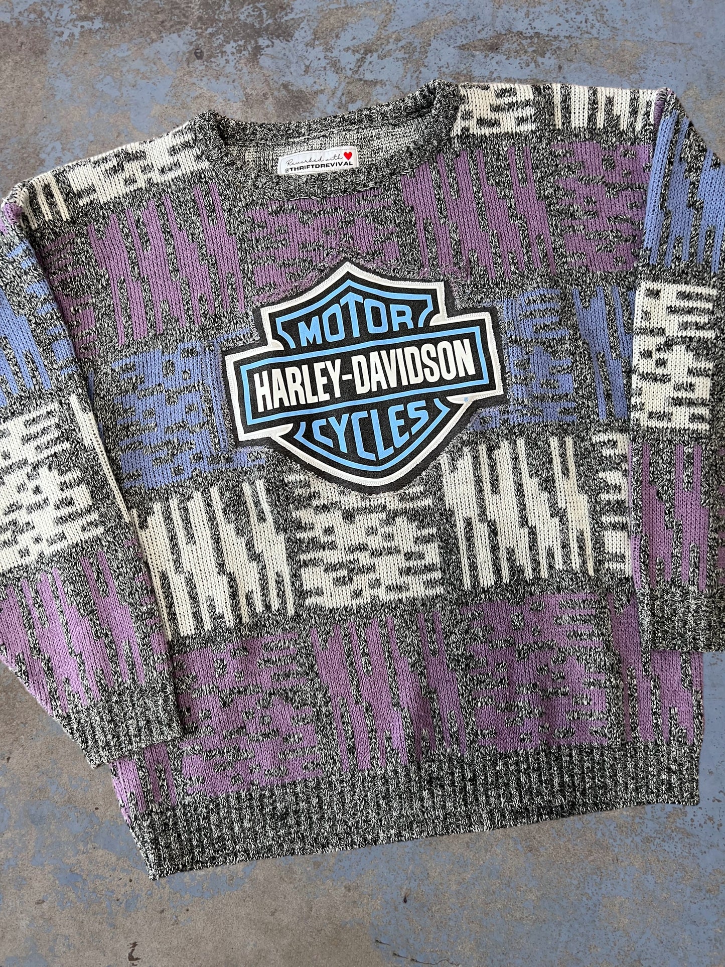 Reworked Harley Davidson Logo Vintage Sweater