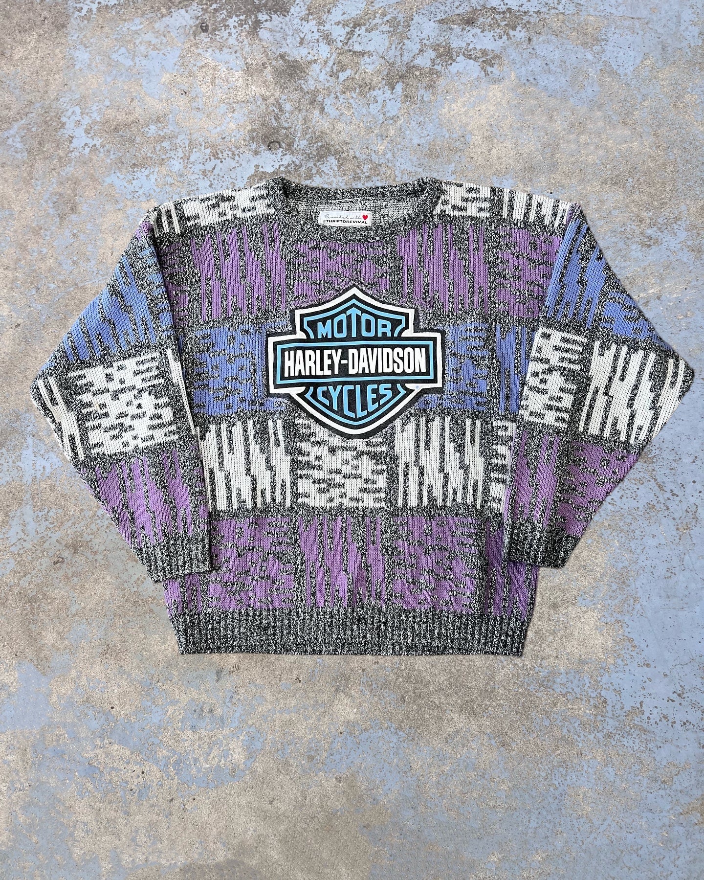 Reworked Harley Davidson Logo Vintage Sweater